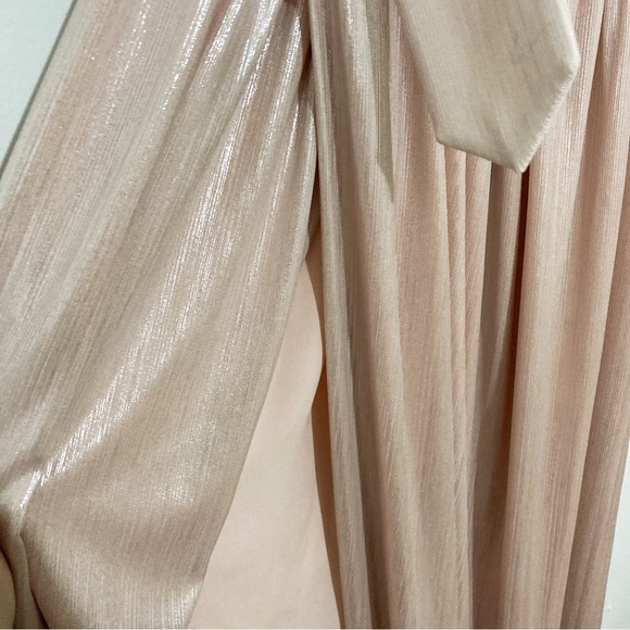 Retrofete Andrea One Shoulder Lamé Gown Metallic Pink Belt Size S NWT *FLAW* - Picture 10 of 14